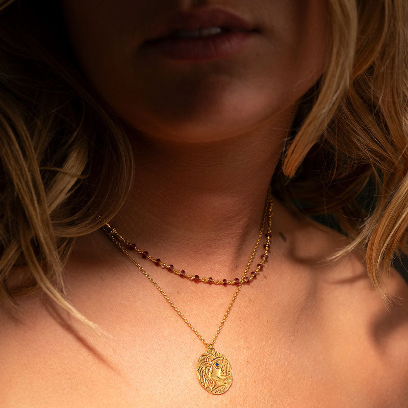 Apollo Necklace, Blue Sapphire, Gold