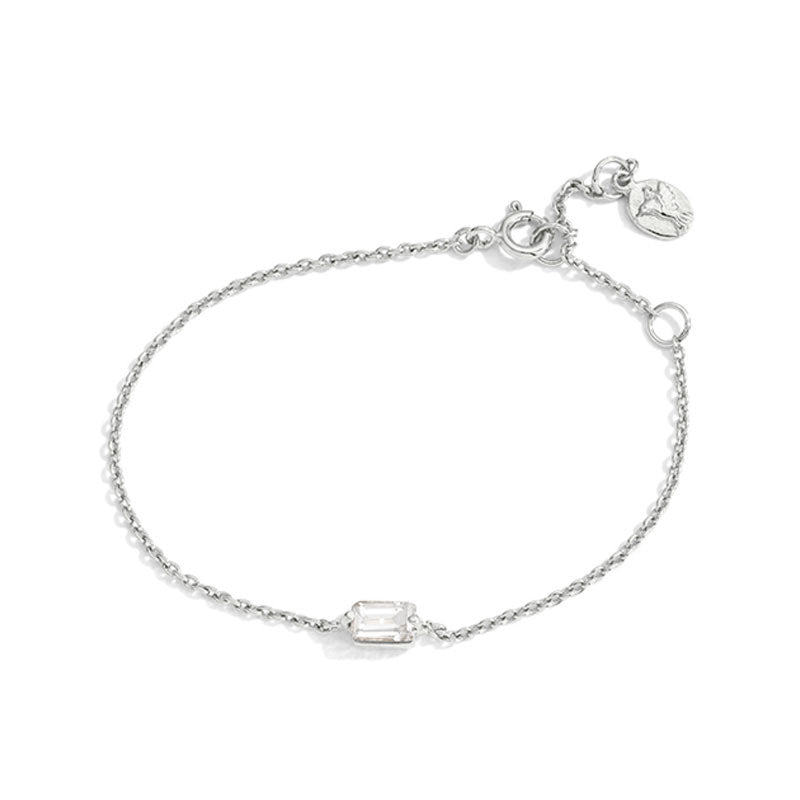 Baguette Mini Bracelet, White Topaz, Silver