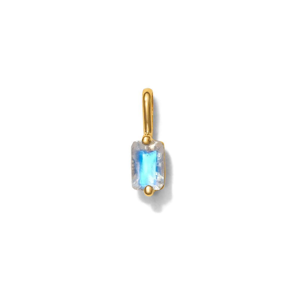 Baguette Pendant, Rainbow Moonstone, 9kt Yellow Gold