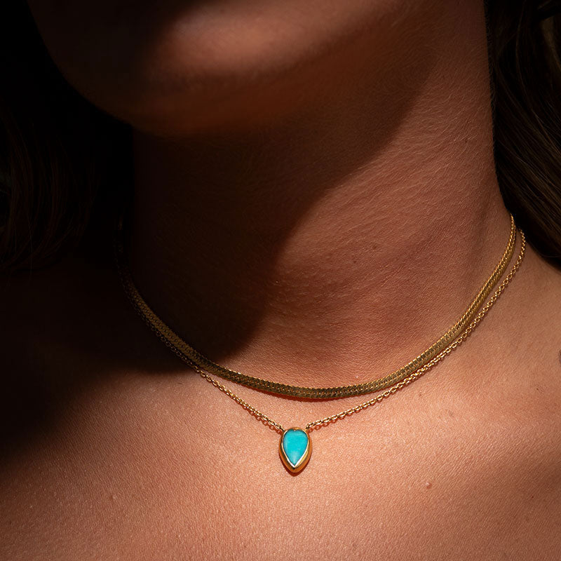 Brave Heart Necklace, Amazonite, Gold