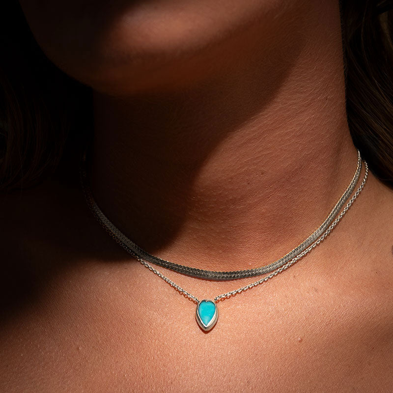Brave Heart Necklace, Amazonite, Silver
