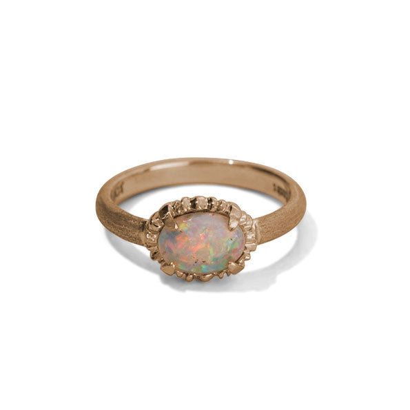 Ceres Ring, White Opal, 9kt Yellow Gold
