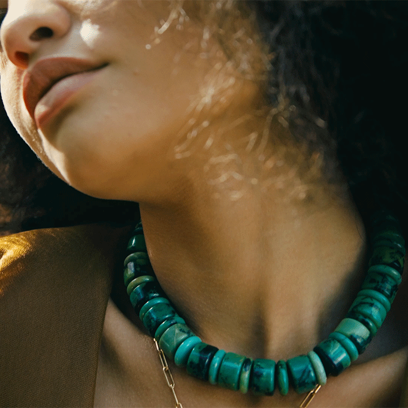 Chronos Chrysoprase Beaded Collar Necklace in 9kt Yellow Gold – Kerry ...