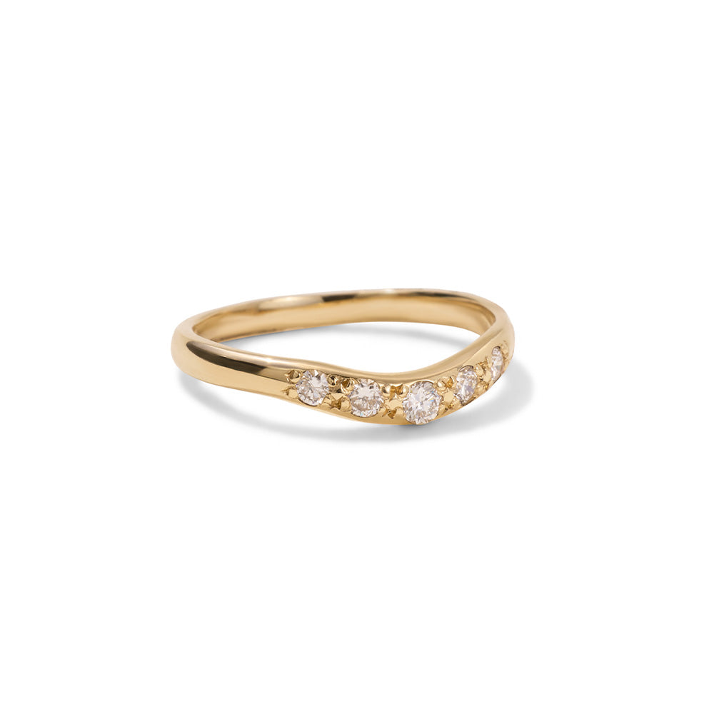 Crescent Band, Diamond, Solid Yellow Gold