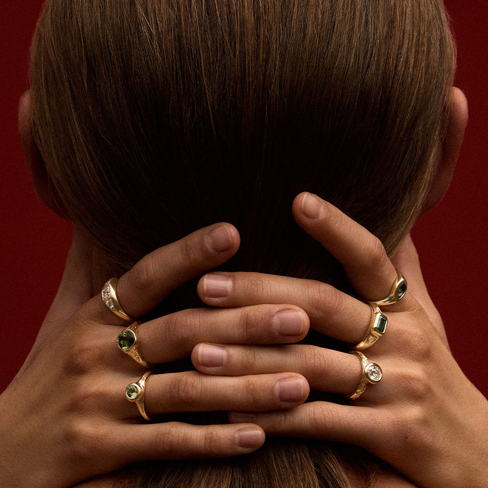 Organica Ring, Round Sapphire, 14kt Yellow Gold