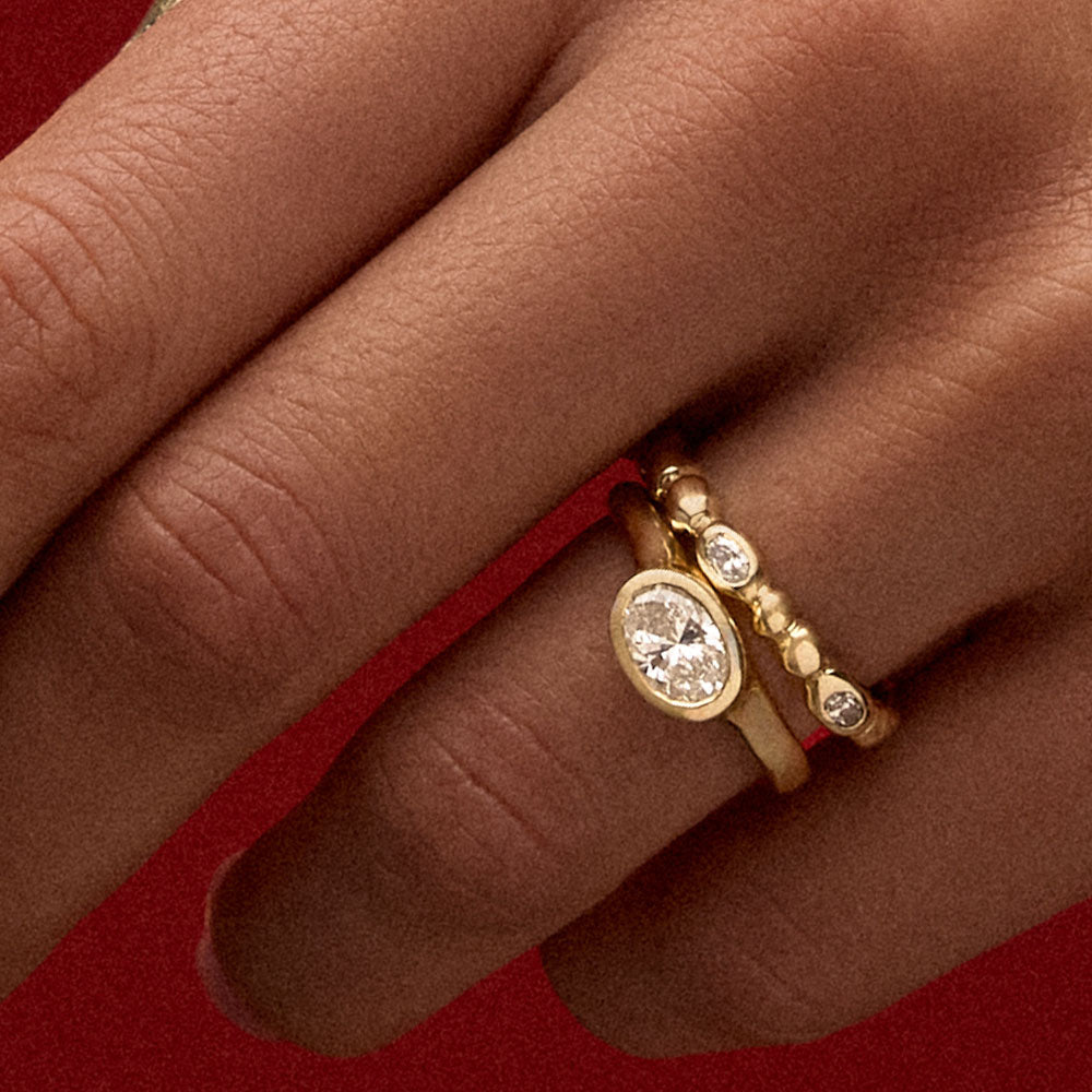 Organica Ring, Oval Diamond, Solid Yellow Gold