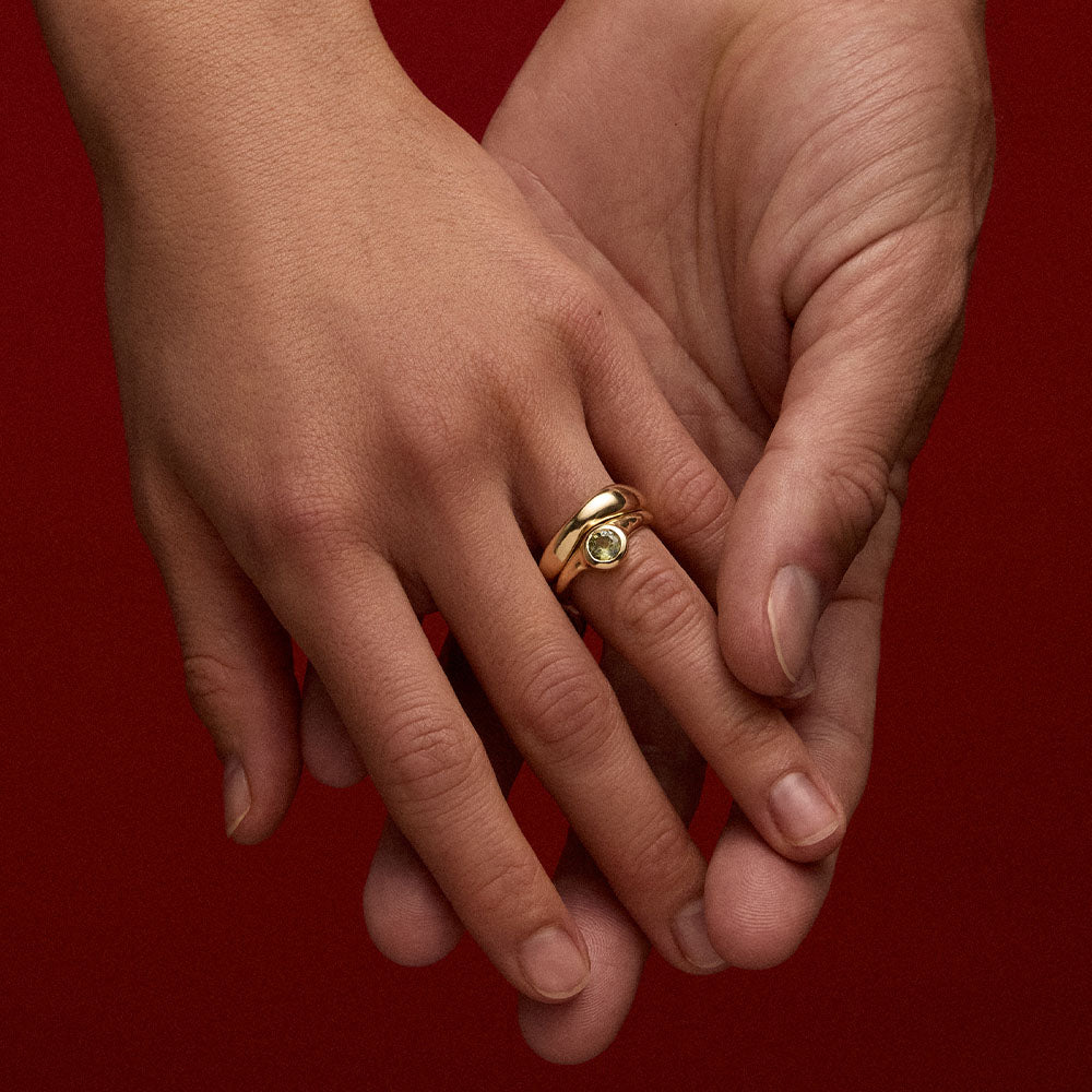 Organica Ring, Round Sapphire, 14kt Yellow Gold