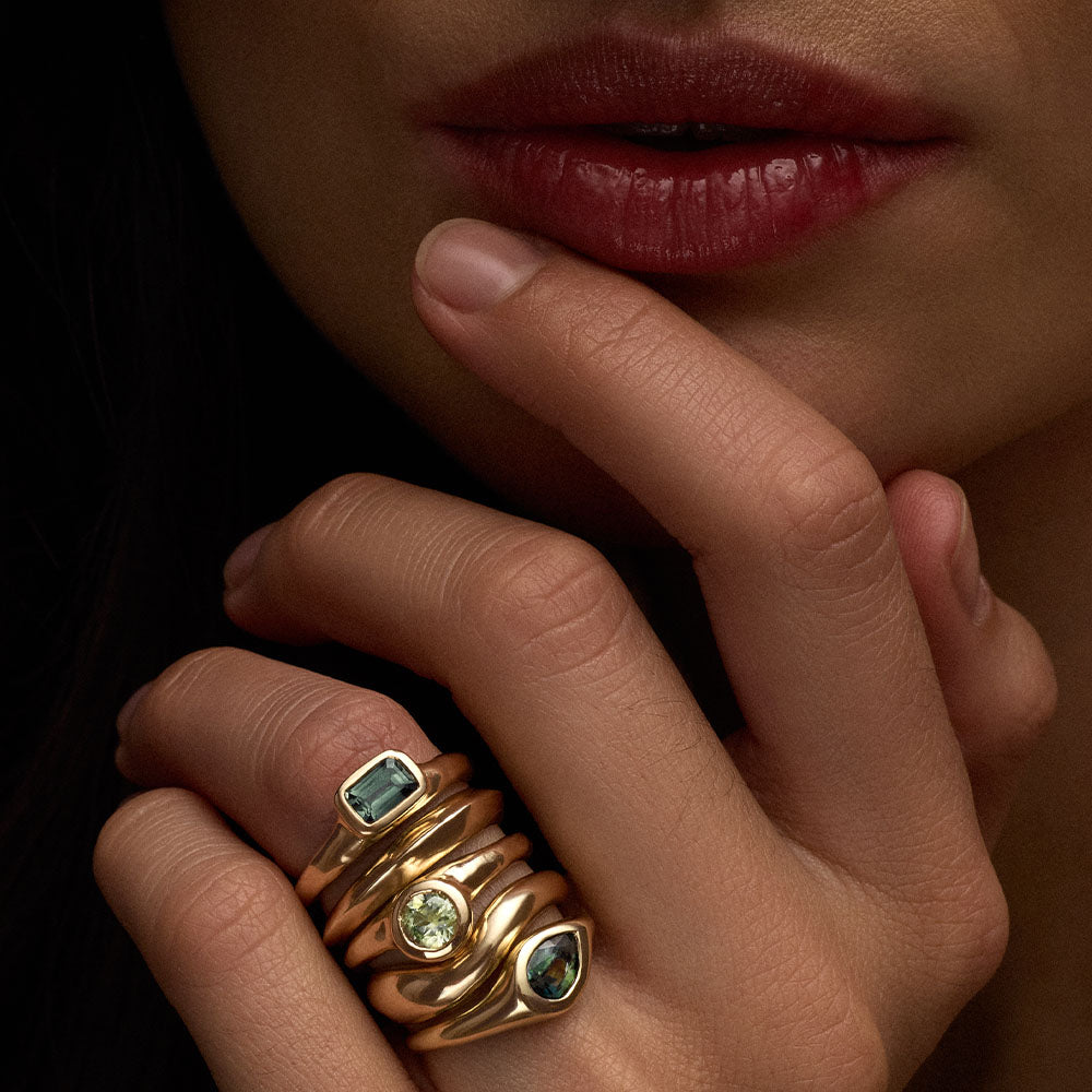 Organica Ring, Green Sapphire, 14kt Yellow Gold