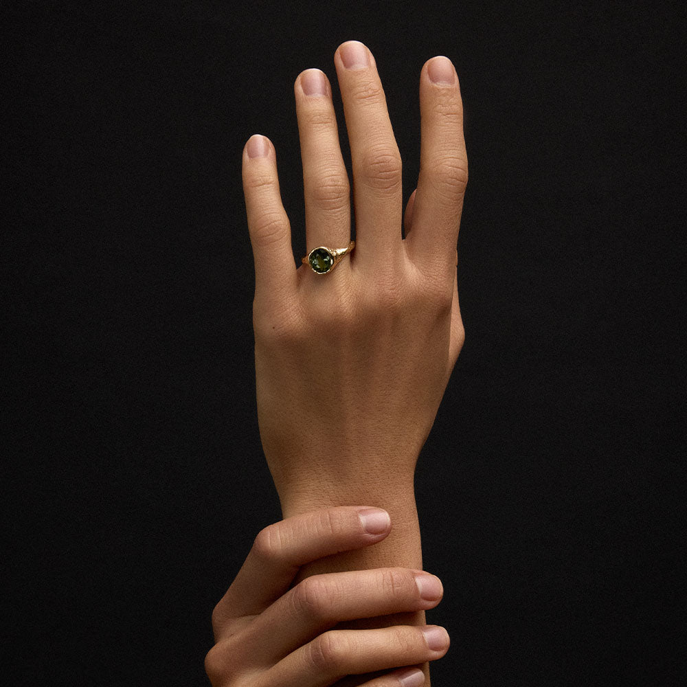 Terra Ring, Green Tourmaline, 14kt Yellow Gold