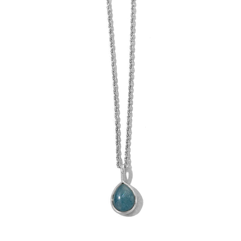 Droplet Necklace, Aquamarine, Silver