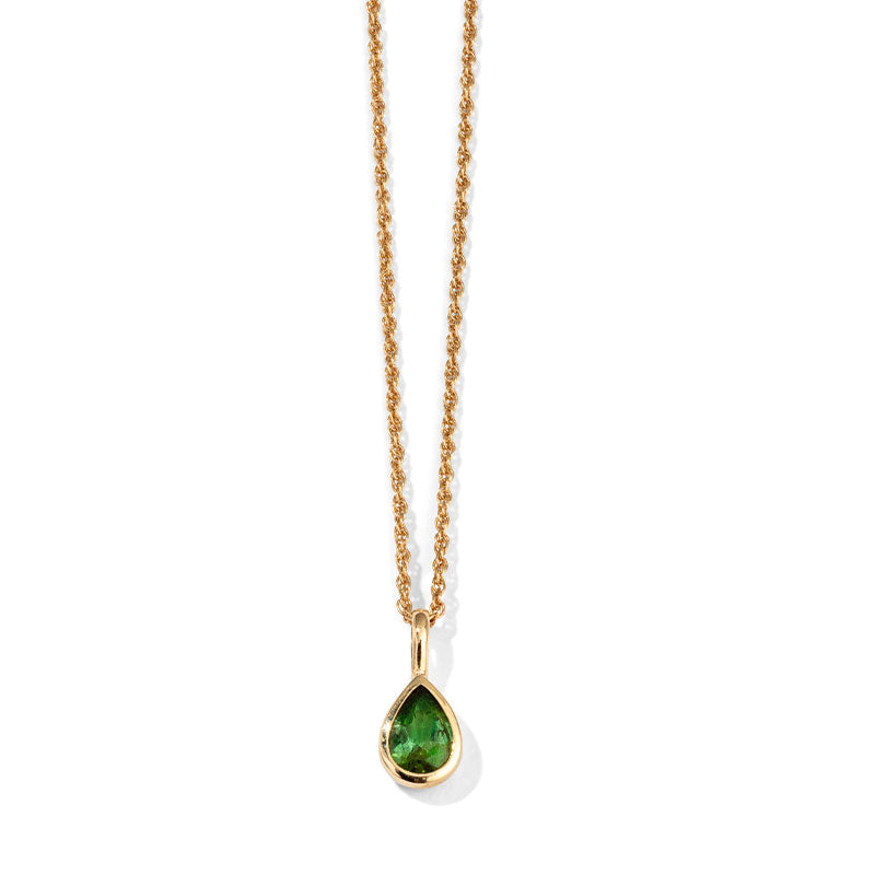 Droplet Necklace, Green Tourmaline, 9kt Yellow Gold