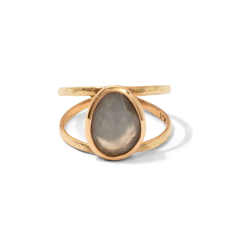 Dual Ring, Moonstone, 9kt Yellow Gold