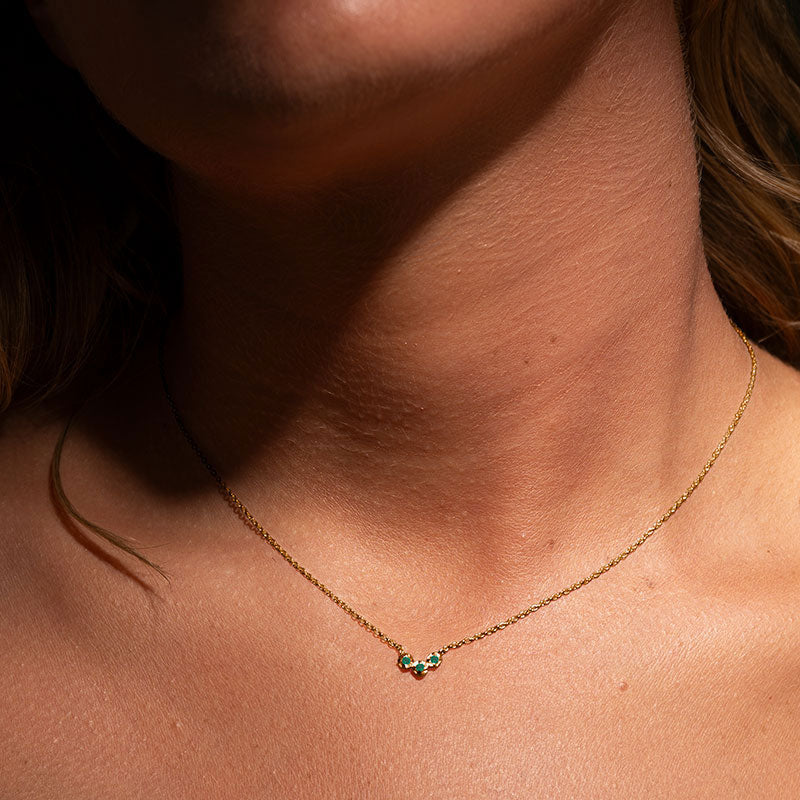 Orion Necklace, Emerald, 9kt Yellow Gold
