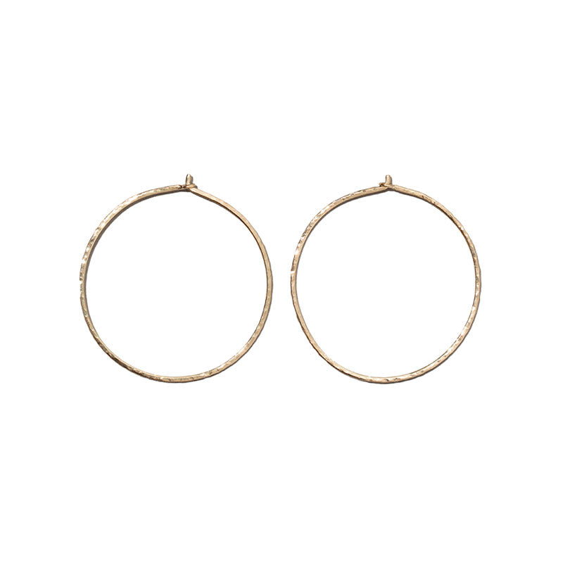 Fine Forged Hoops, Large, 9kt Yellow Gold