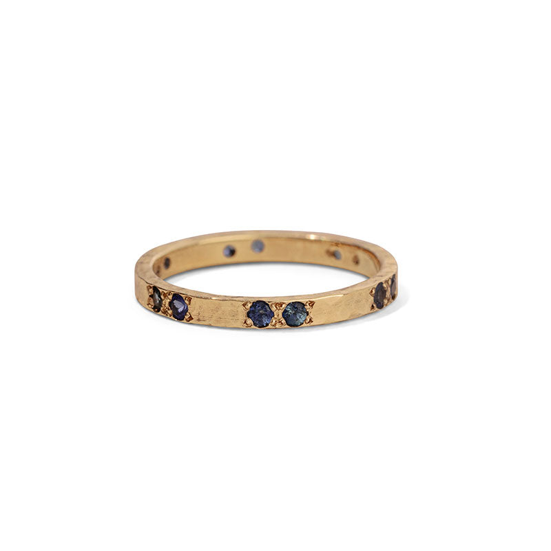 Forged Band, Blue Sapphire, 9kt Yellow Gold