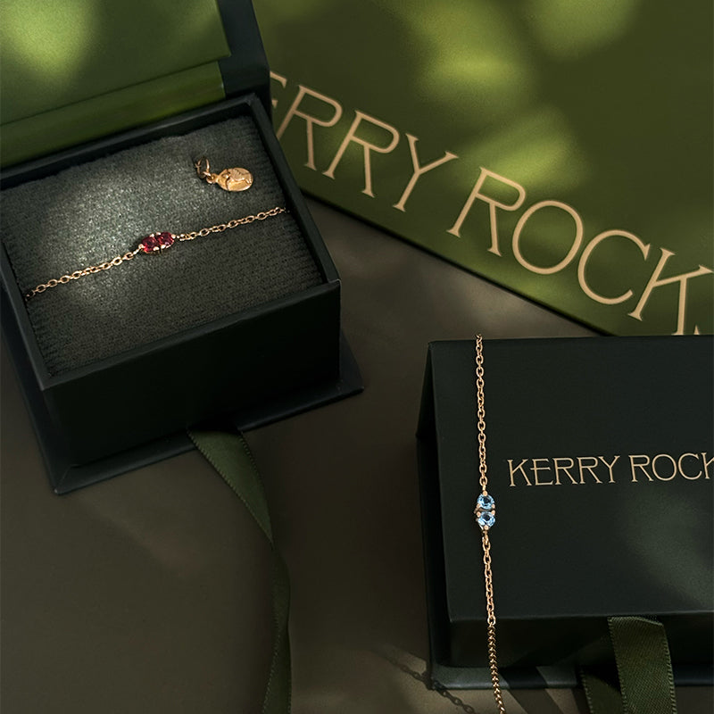 Twin Bracelet, Garnet, Gold