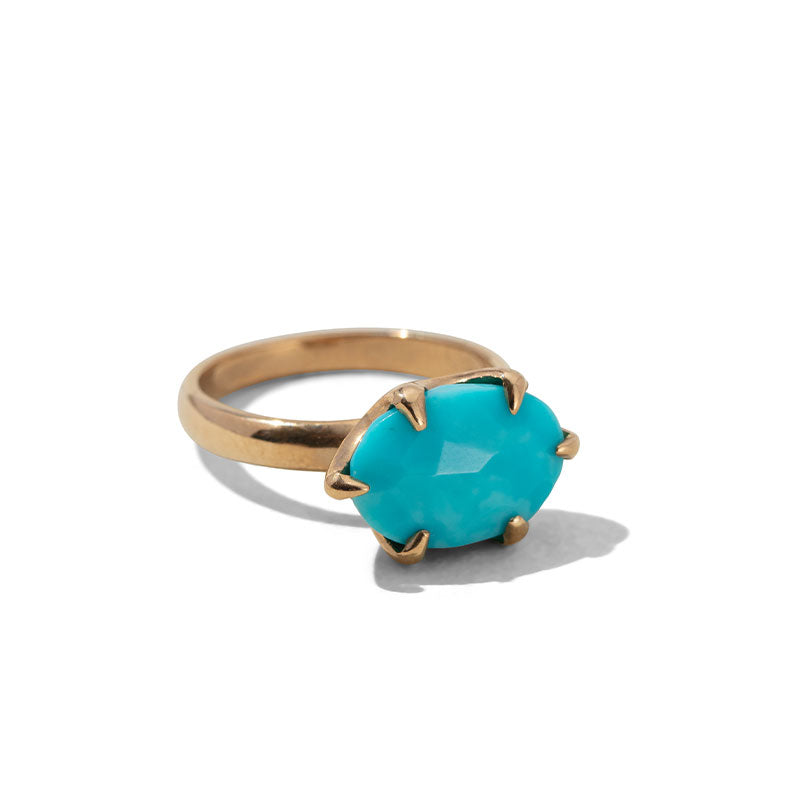 Gigi Ring, Turquoise, 9kt Yellow Gold