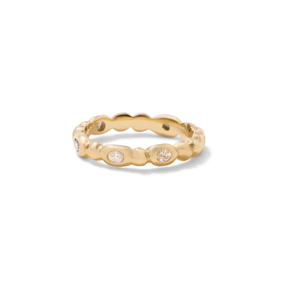 Granula Band, Diamond, Solid Yellow Gold
