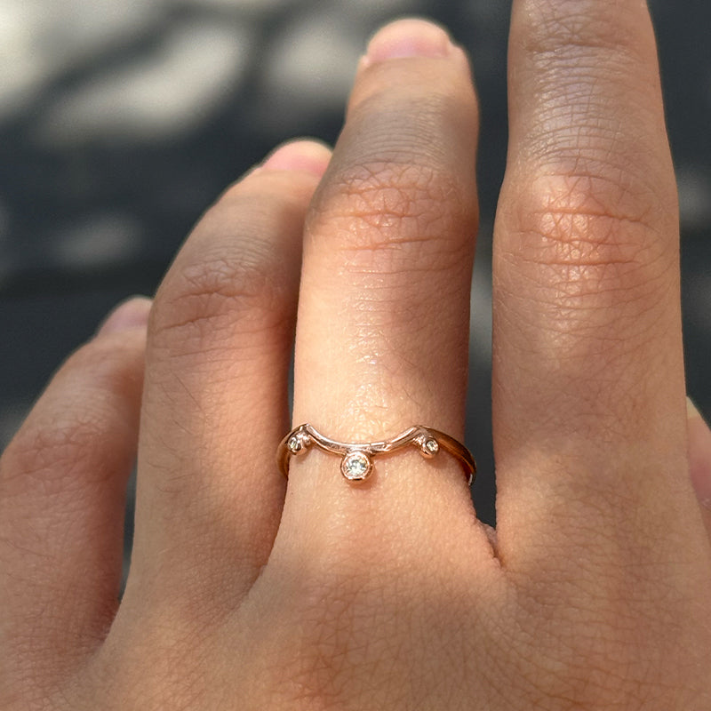 Granule Arched Ring, Diamond, 9kt Rose Gold