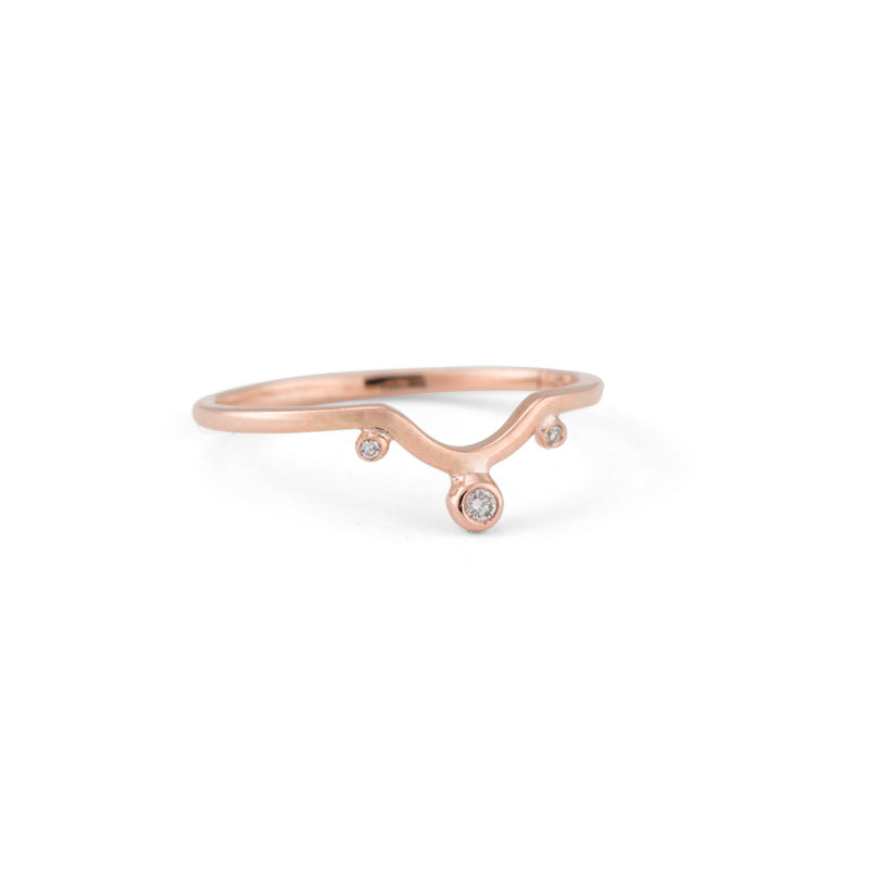 Granule Arched Ring, Diamond, 9kt Rose Gold