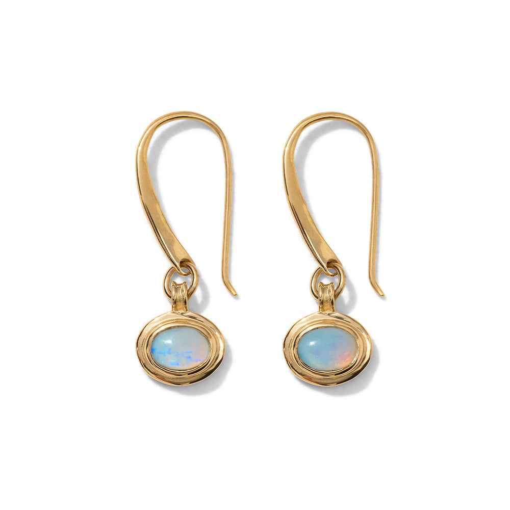 Greco Earring, White Opal, Gold