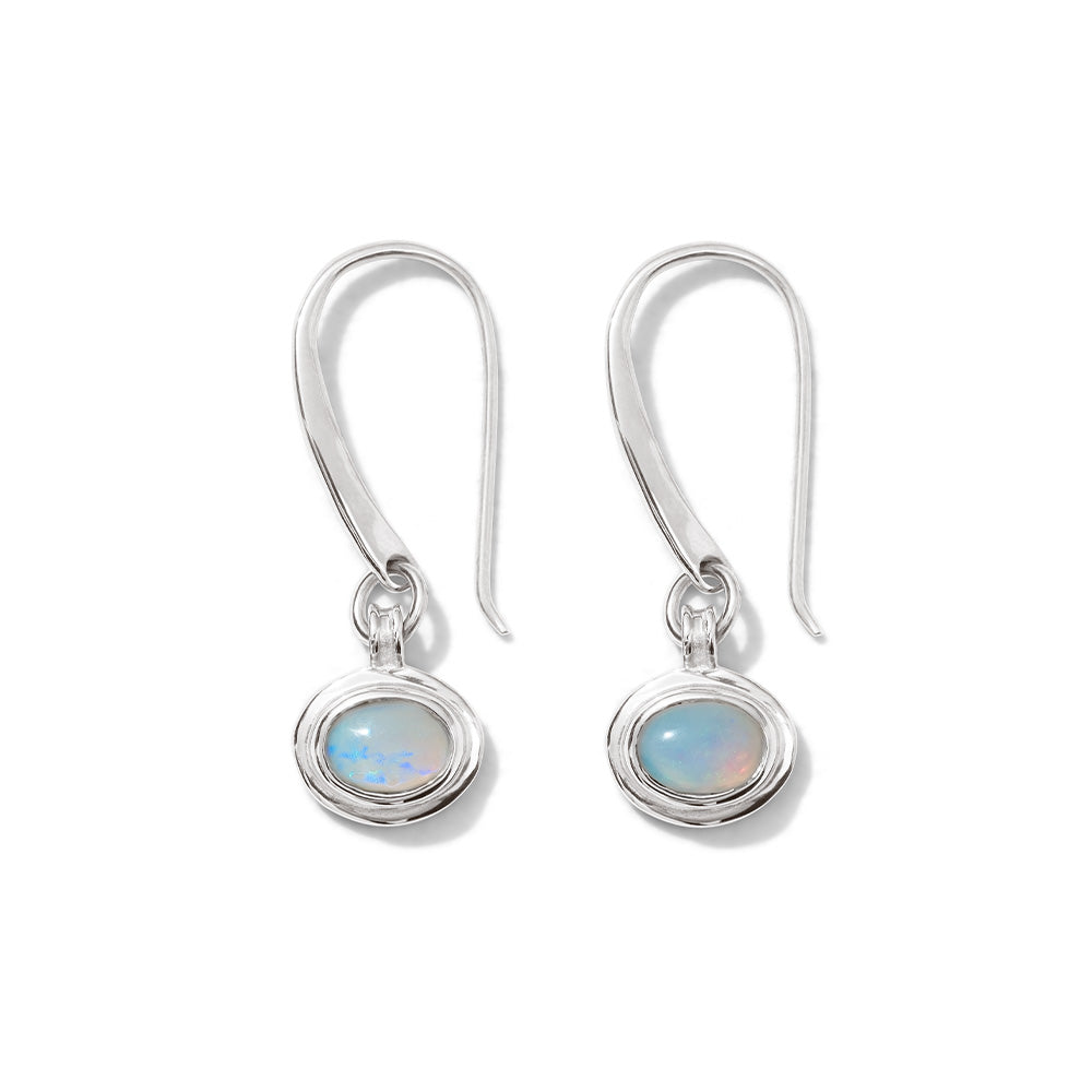 Greco Earring, White Opal, Silver