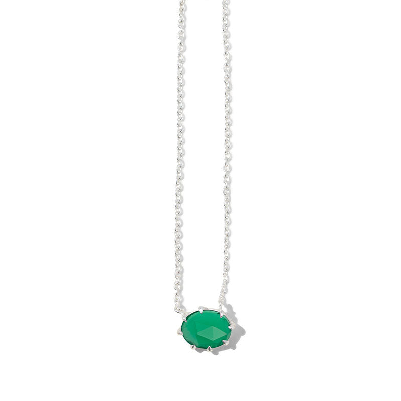 Marie Necklace, Green Onyx, Silver