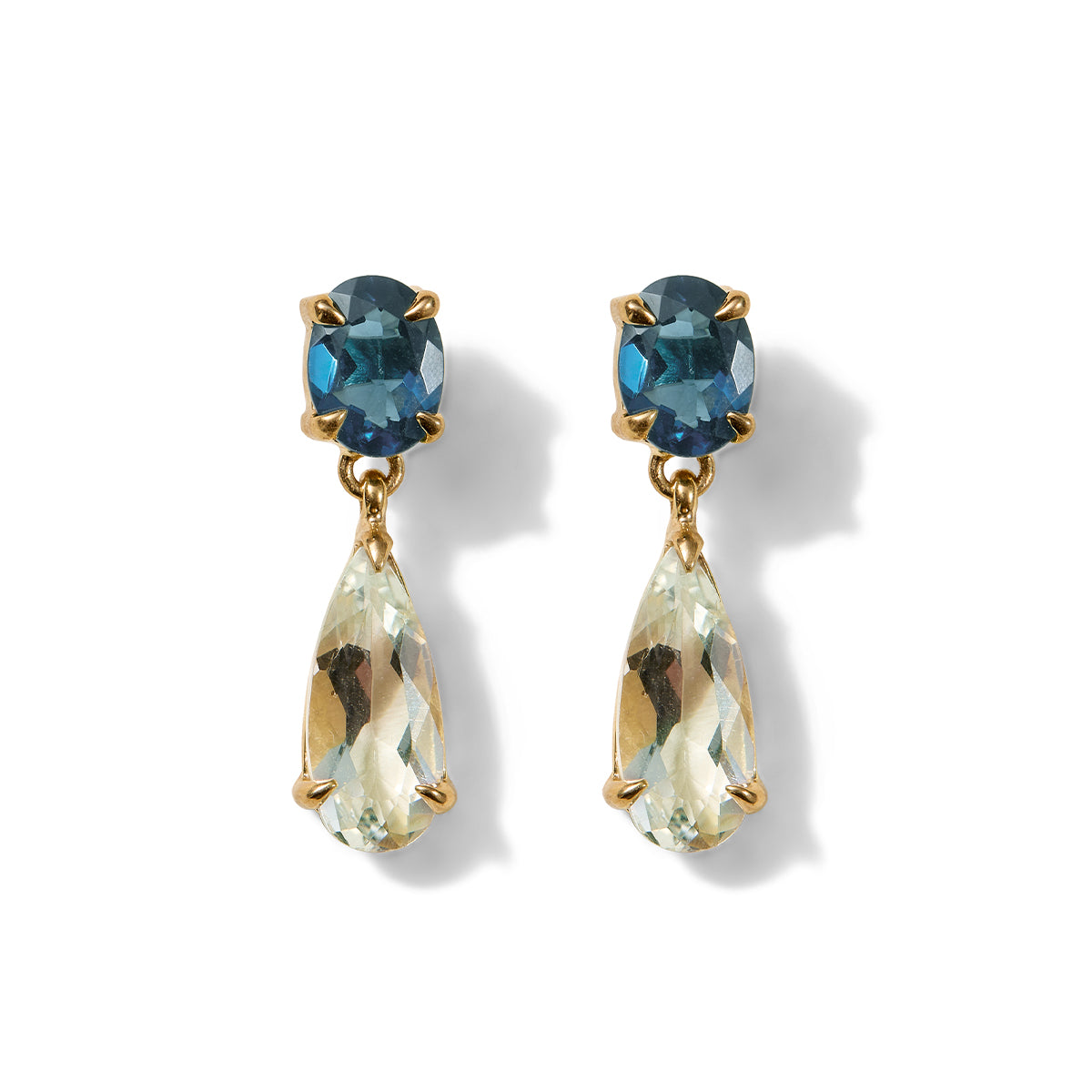 Hellena Stud, London Topaz &amp; Prasiolite, Gold