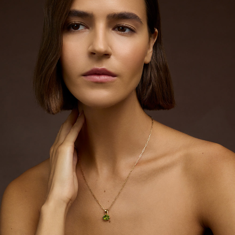 Honour Pendant, Peridot, 9kt Yellow Gold