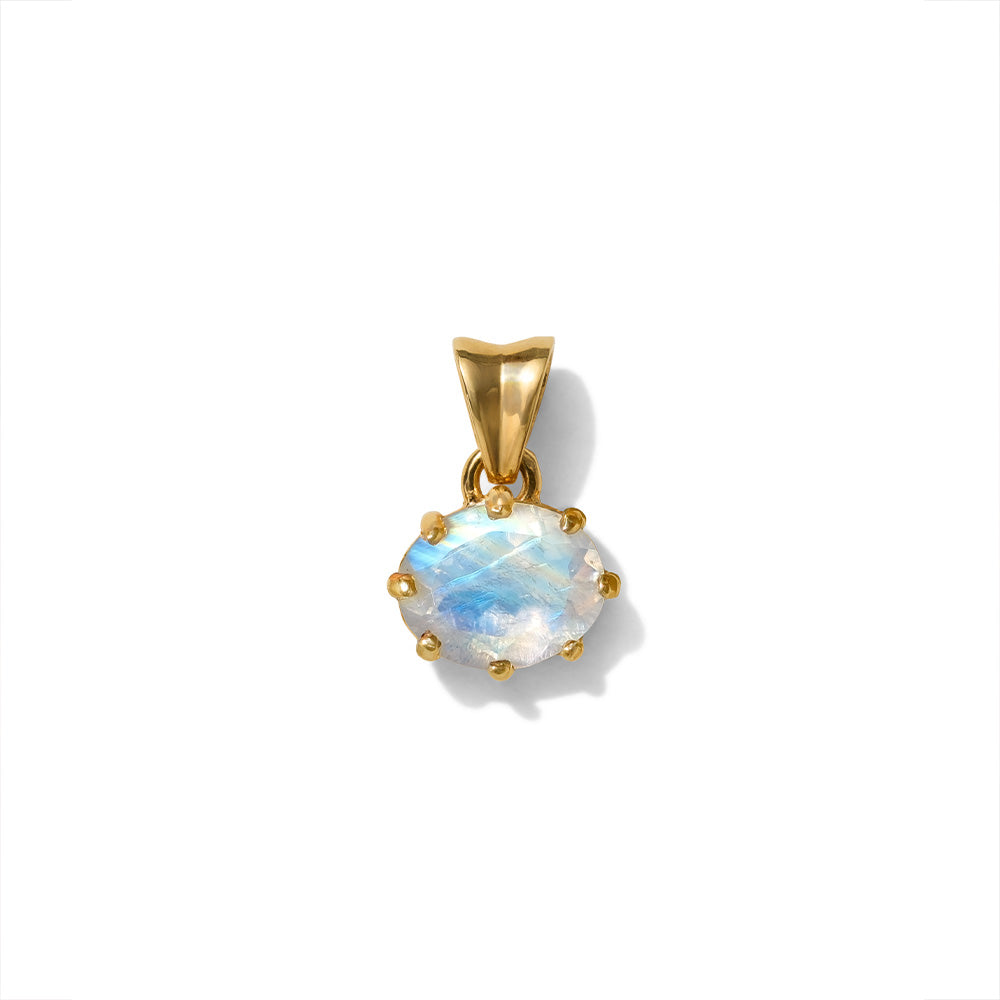 Honour Pendant, Rainbow Moonstone, 9kt Yellow Gold