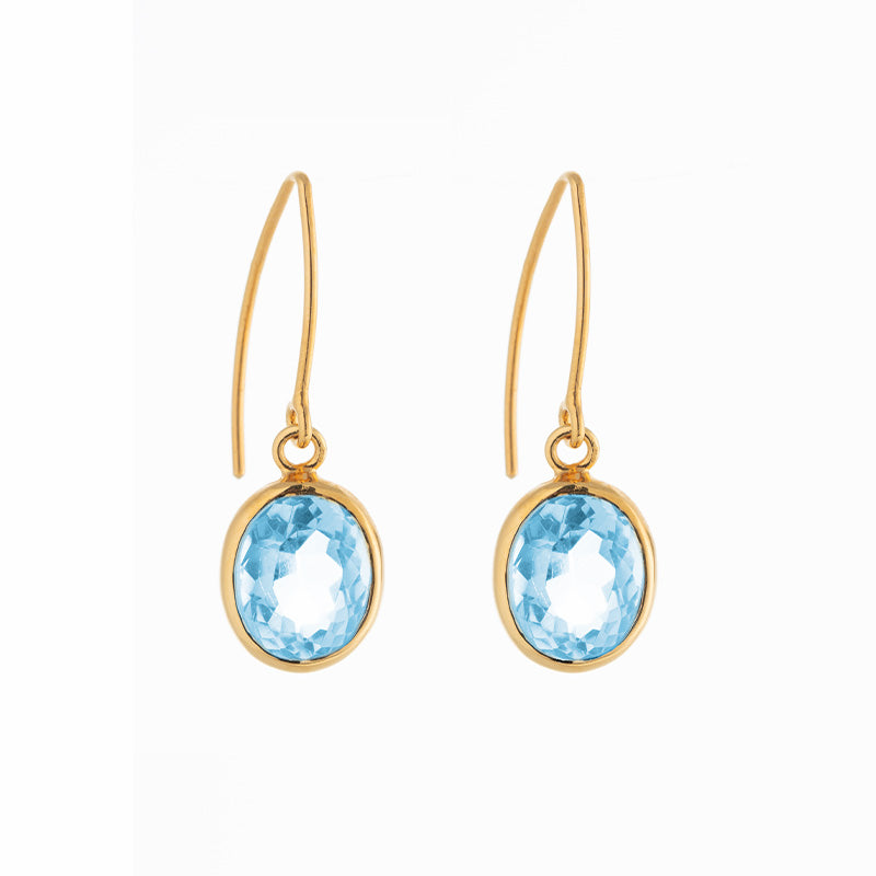 Ida Earring, Blue Topaz, Gold