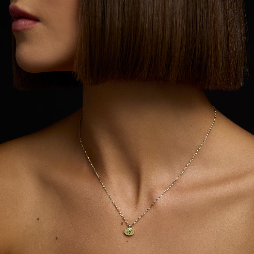 Ilios Necklace, Peridot, 9kt Yellow Gold