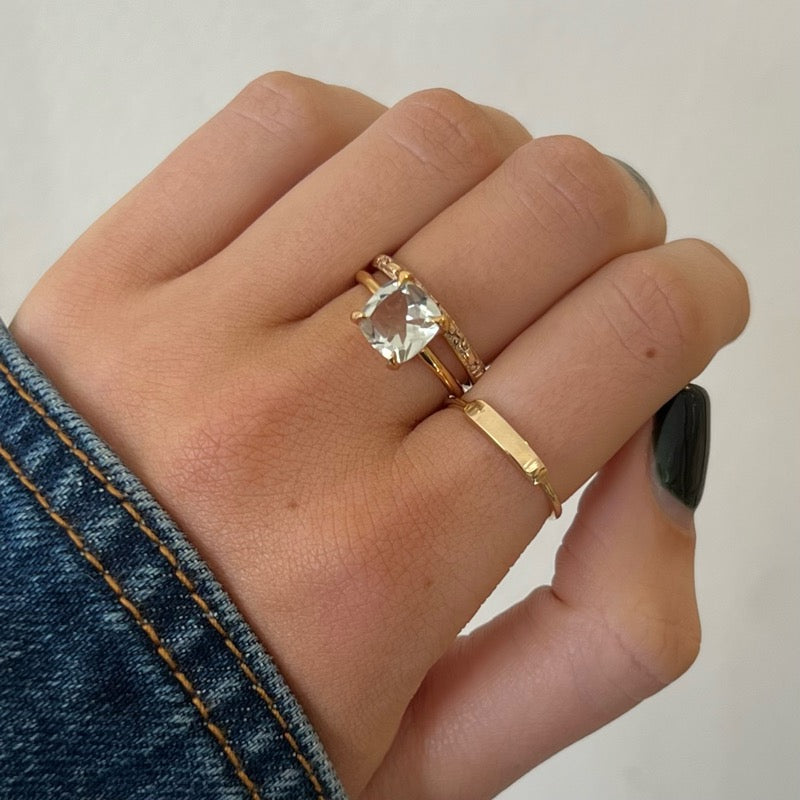 Mini Kara Ring, Prasiolite, 9kt Yellow Gold