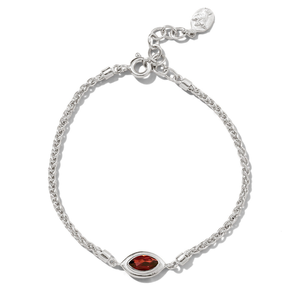 Iris Bracelet, Garnet, Silver