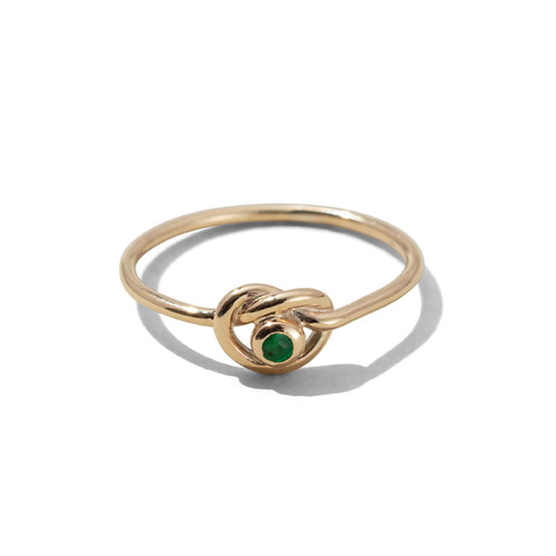 Love Knot Ring, Emerald, 9kt Yellow Gold