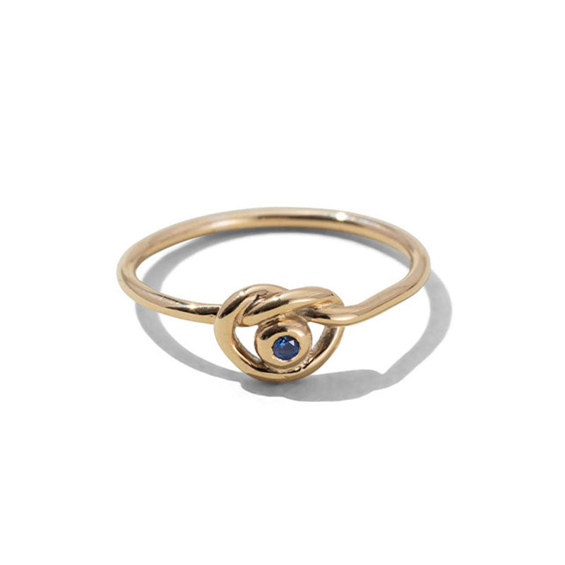 Love Knot Ring, Blue Sapphire, 9kt Yellow Gold