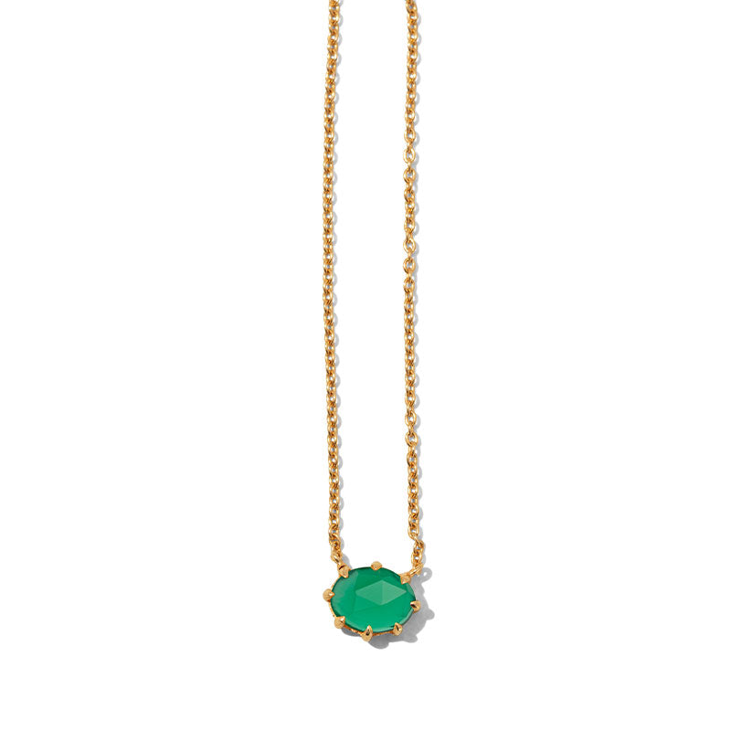 Marie Necklace, Green Onyx, Gold