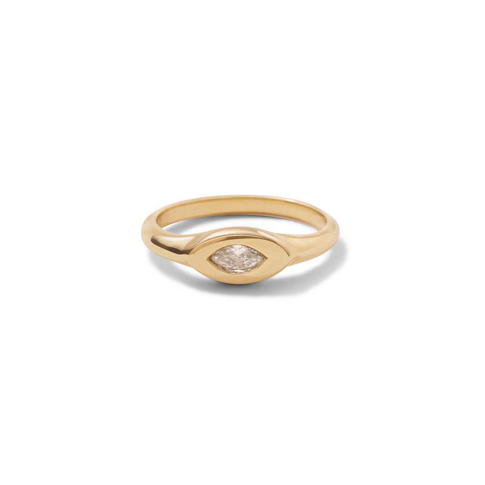 Marquise Pinky Ring, Diamond, Solid Yellow Gold