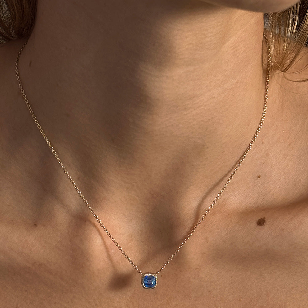 Minerva Necklace, Blue Sapphire, 9kt Yellow Gold
