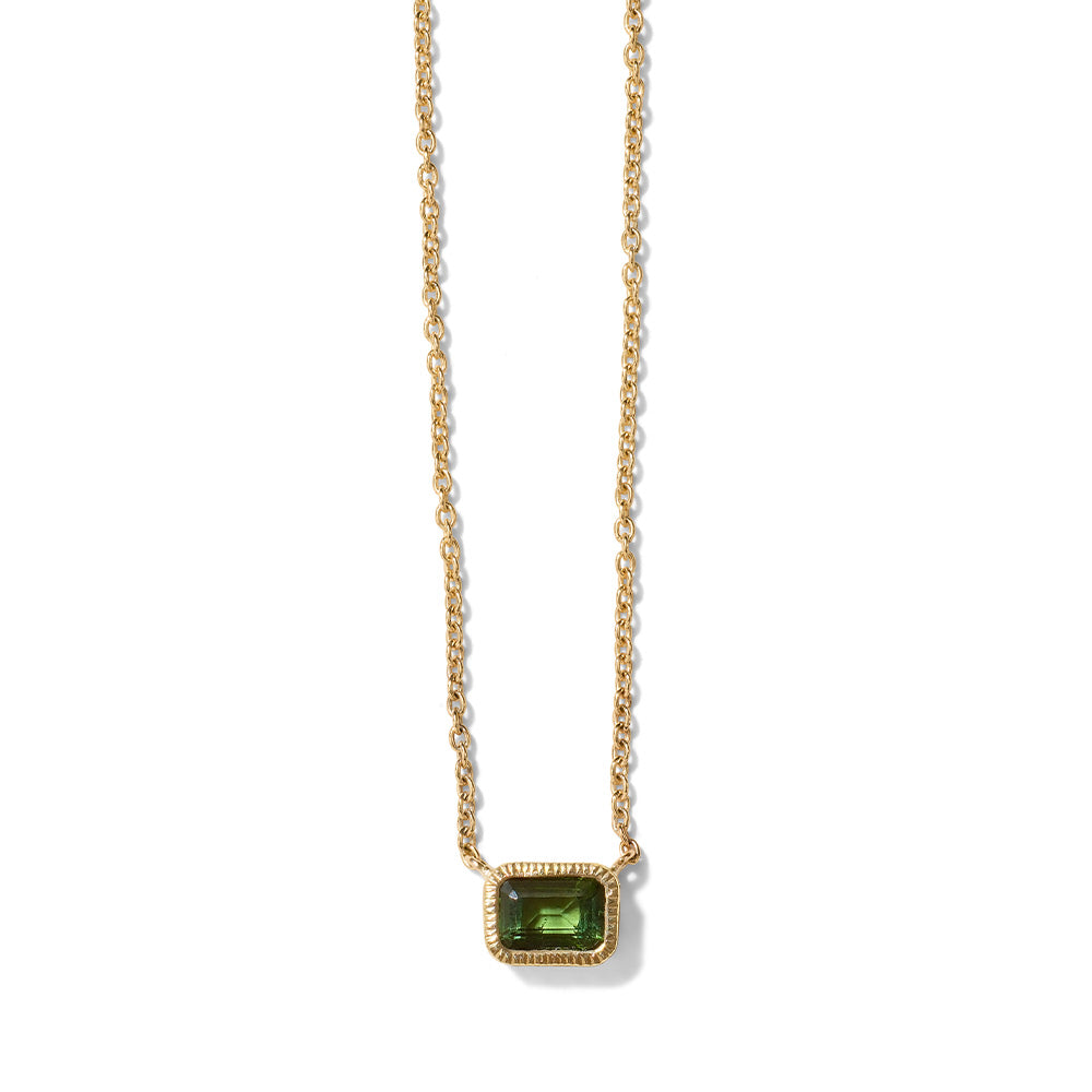 Minerva Necklace, Green Tourmaline, 9kt Yellow Gold
