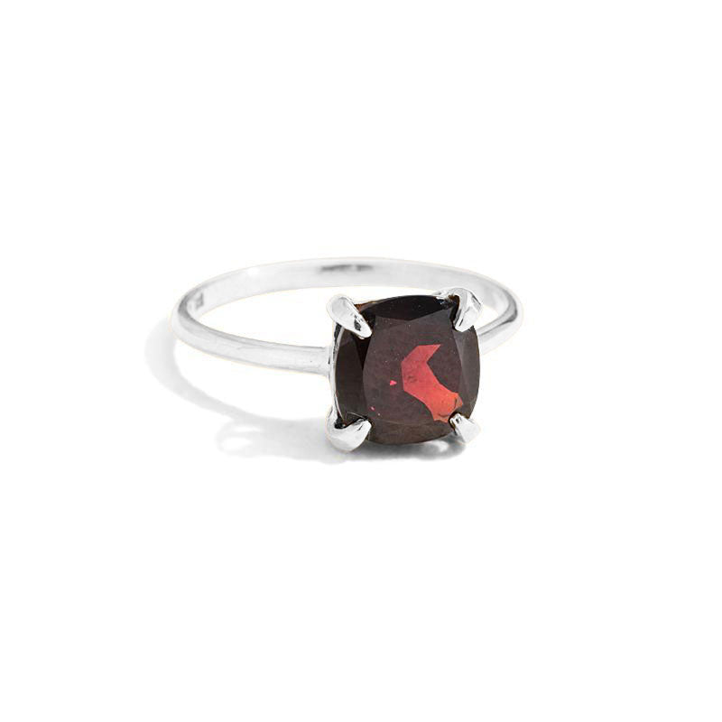 Mini Kara Ring, Garnet, Silver