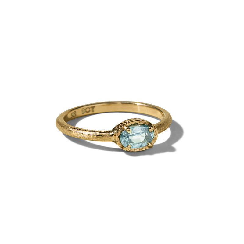 Mini Ceres Ring, Aquamarine, 9kt Yellow Gold