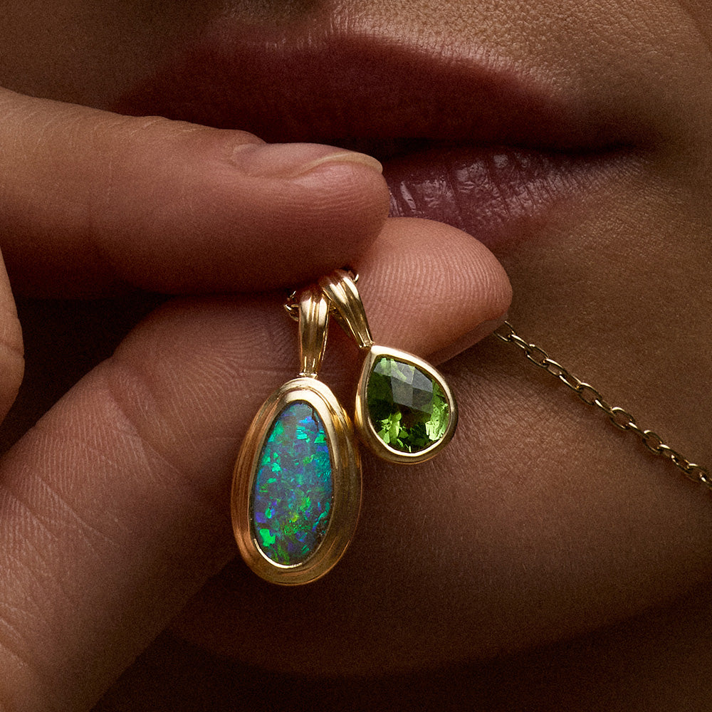 Monile Pendant, Green Tourmaline, 9kt Yellow Gold