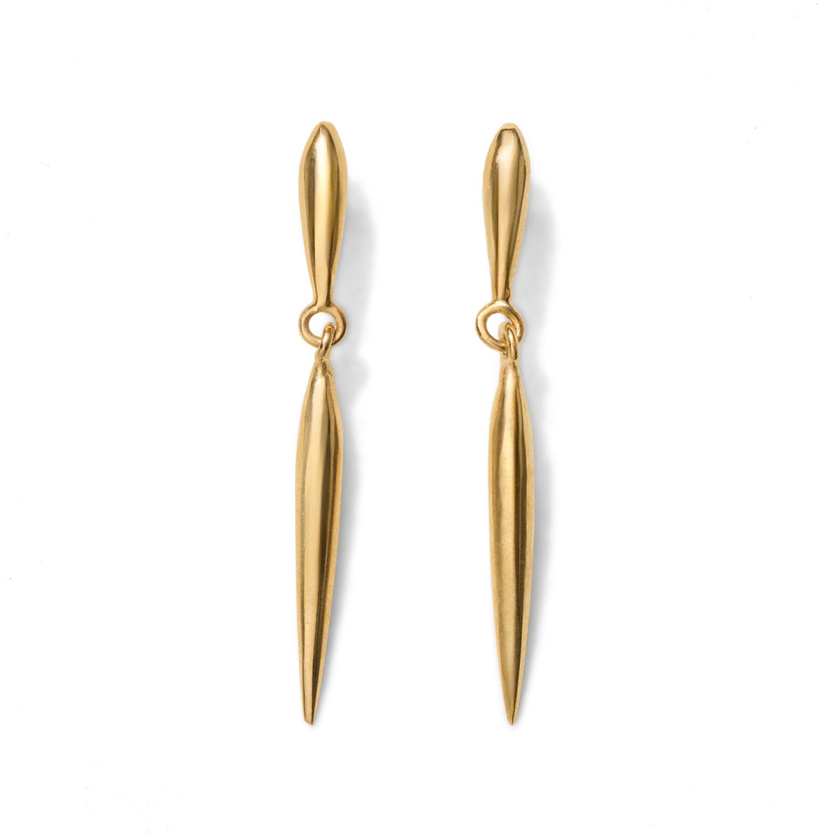 gold nexus stud with elongated seed forms