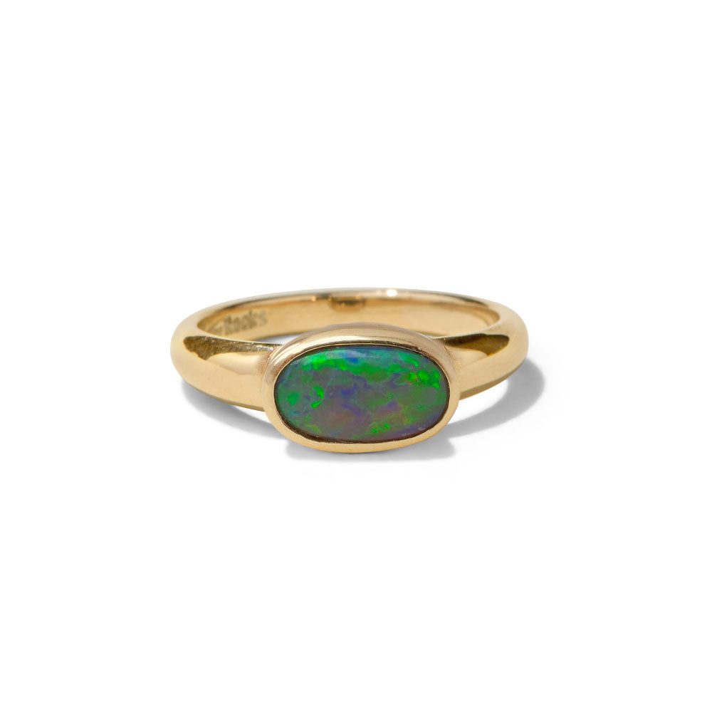 Ellipse Ring, Crystal Opal, 9kt Yellow Gold