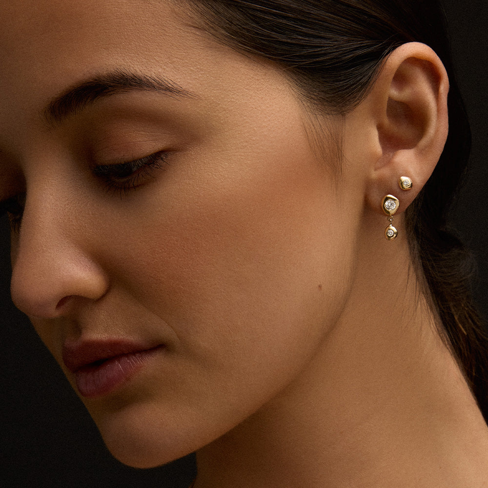 Organica Tiny Stud, Diamond, 9kt Yellow Gold
