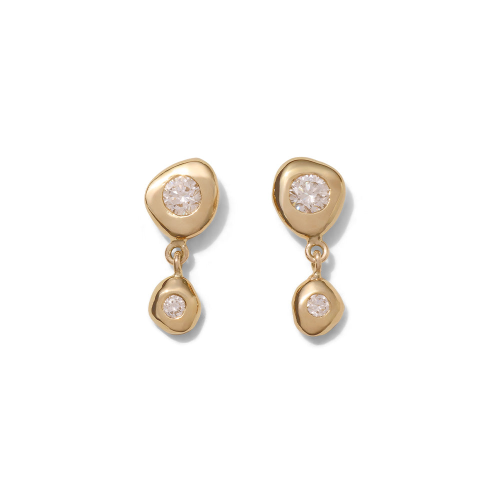 Organica Duo Stud, Diamond, 9kt Yellow Gold