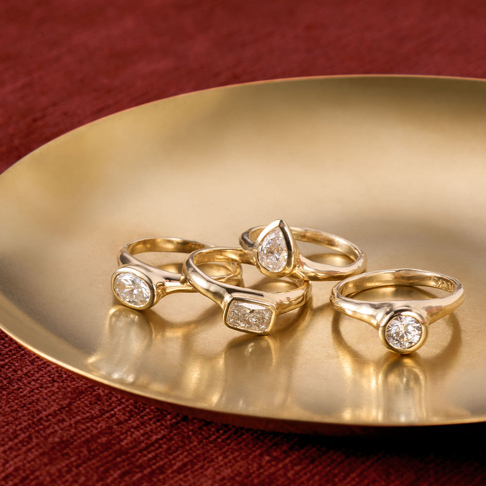 Organica Ring, Oval Diamond, Solid Yellow Gold