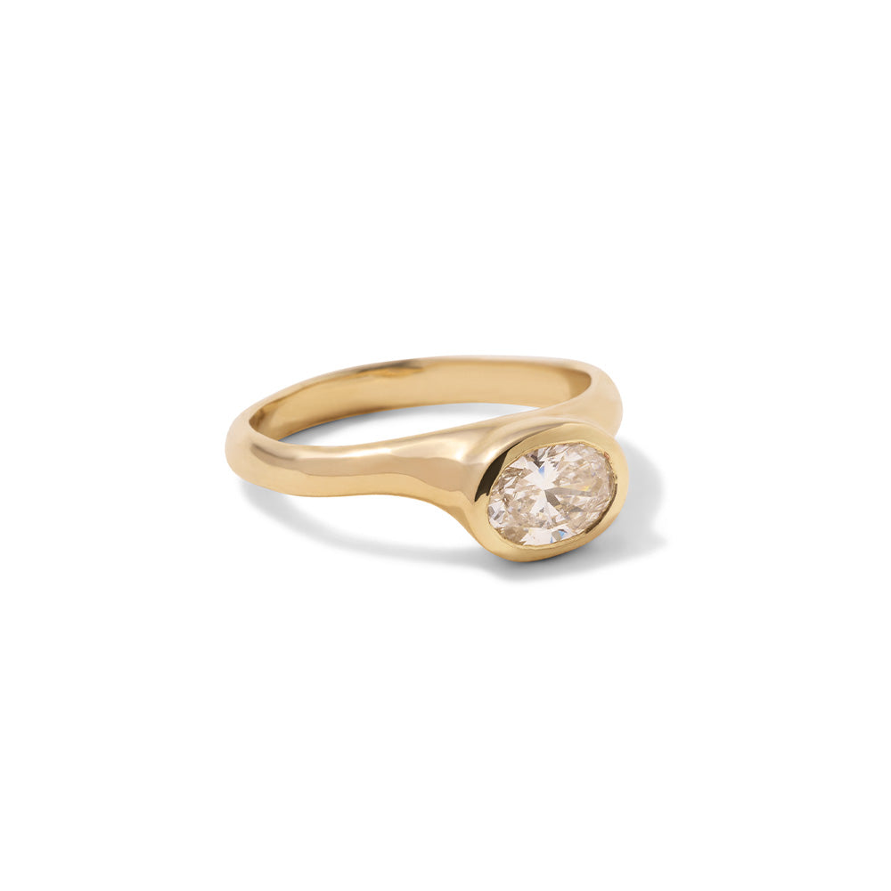 Organica Ring, Oval Diamond, Solid Yellow Gold