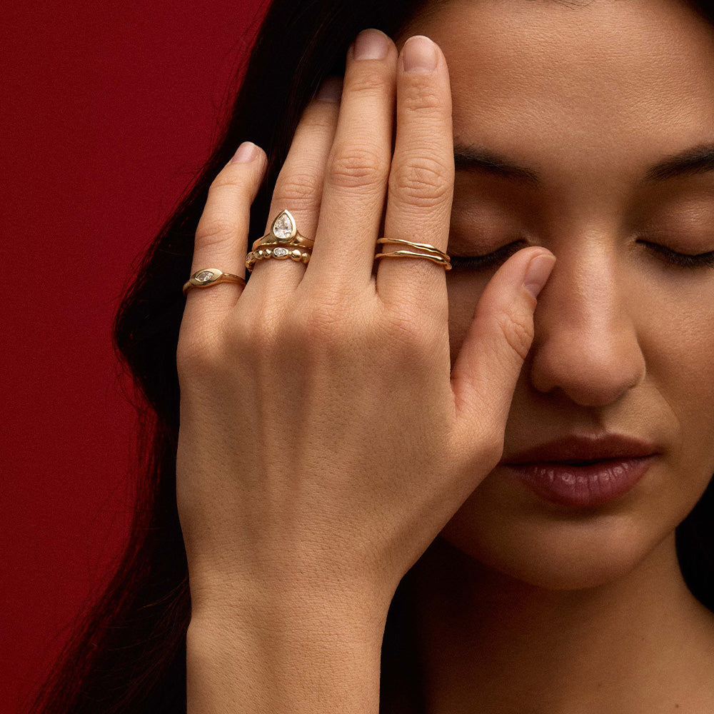 Organica Ring, Pear Diamond, Solid Yellow Gold